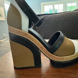 Pierre Hardy Black and Tan Platform Shoes